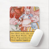 Drie Biggetjes Koken Wolf, Vintage Sprookje Muismat (Met muis)