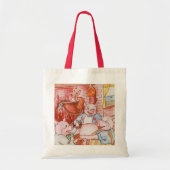 Drie Biggetjes Koken Wolf, Vintage Sprookje Tote Bag (Voorkant)