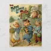 Drie Biggetjes Vintage Sprookje Briefkaart (Voorkant)
