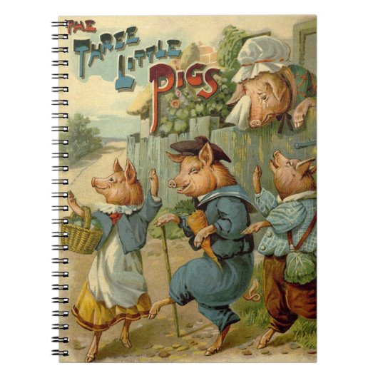 Drie Biggetjes Vintage Sprookje Notitieboek (Voorkant)