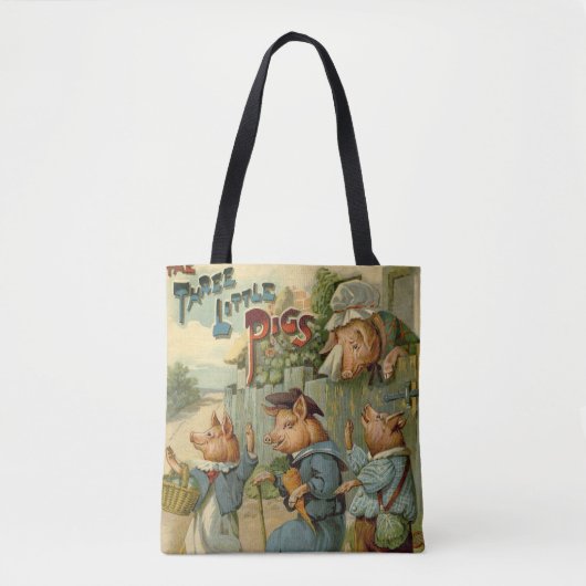 Drie Biggetjes Vintage Sprookje Tote Bag (Voorkant)
