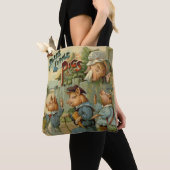 Drie Biggetjes Vintage Sprookje Tote Bag (Dichtbij)