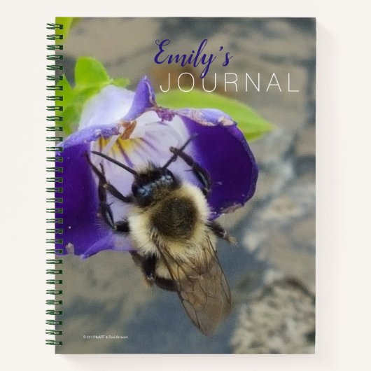 Drie Bij en Paarse Bloem Notitieboek (Voorkant)