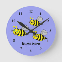 Drie bijen op een blauwe klok van een acrylwand