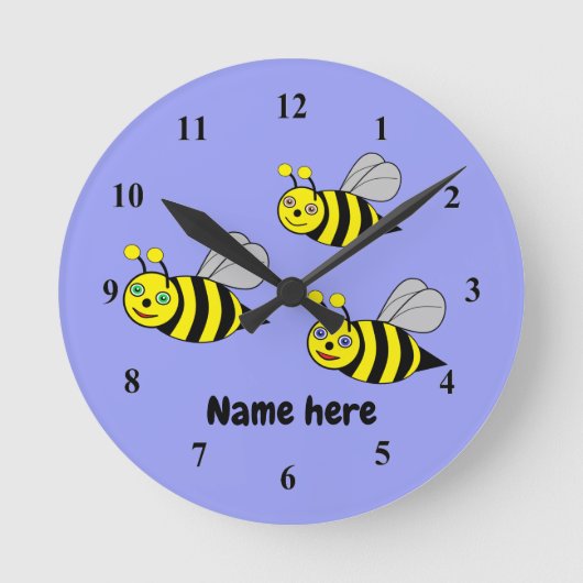 Drie bijen op een blauwe klok van een acrylwand (Voorkant)