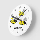 Drie bijen op een witte acrylmuurklok ronde klok (Hoek)