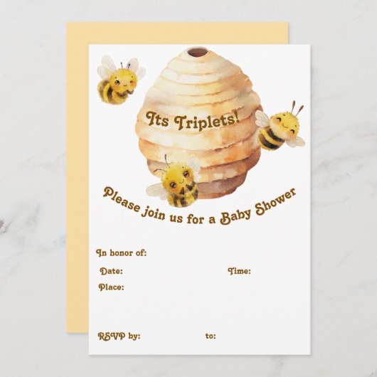 Drie Bijen Uitnodiging (Voorkant / Achterkant)