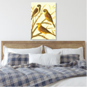 Drie binnenlandse vogels op een filiaal canvas afdruk (Insitu (Slaapkamer))