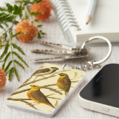 Drie binnenlandse vogels op een filiaal sleutelhanger (Voorkant Rechts)