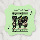 Drie Black Cat Muzikanten Bladmuziek Lichtgroen Bedankjes Labels (Achterkant)