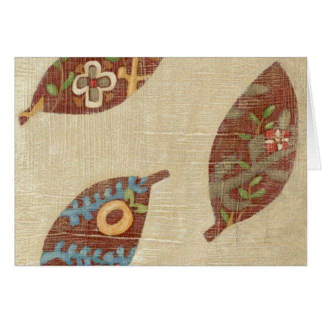 Drie bladeren op Linen Texture Background (Voorkant Horizontaal)