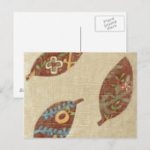 Drie bladeren op Linen Texture Background Briefkaart (Voorkant / Achterkant)