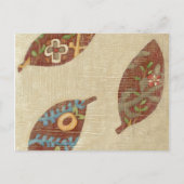 Drie bladeren op Linen Texture Background Briefkaart (Voorkant)