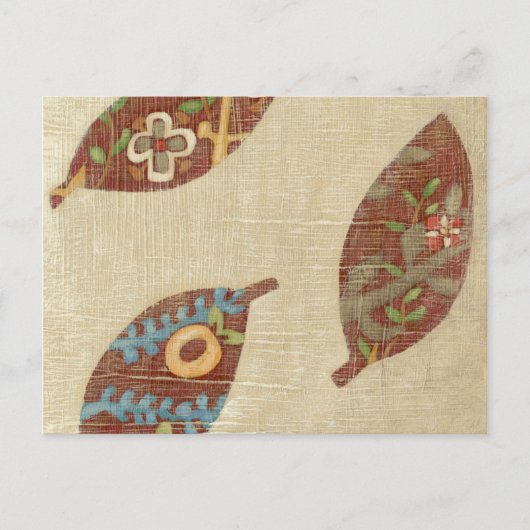 Drie bladeren op Linen Texture Background Briefkaart (Voorkant)