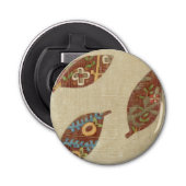 Drie bladeren op Linen Texture Background Button Flesopener (Voorkant)