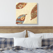 Drie bladeren op Linen Texture Background Canvas Afdruk (Insitu (Slaapkamer))