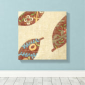 Drie bladeren op Linen Texture Background Canvas Afdruk (Insitu (Houten vloer))