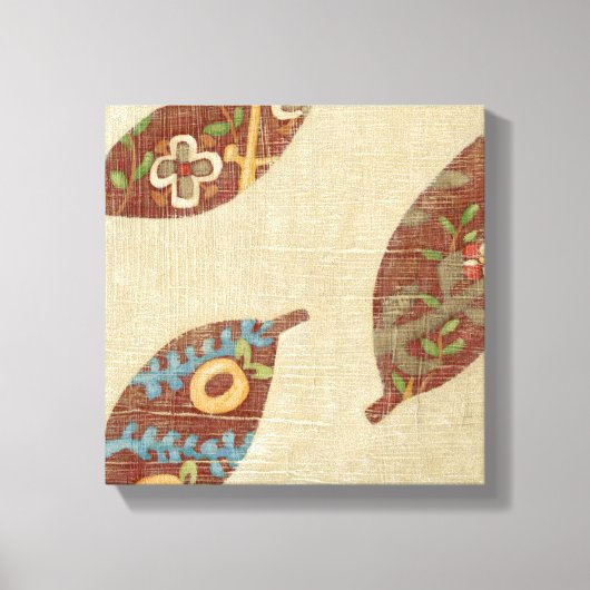 Drie bladeren op Linen Texture Background Canvas Afdruk (Voorkant)