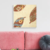 Drie bladeren op Linen Texture Background Canvas Afdruk (Insitu (Woonkamer))