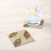 Drie bladeren op Linen Texture Background Kartonnen Onderzetters (Insitu)