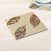 Drie bladeren op Linen Texture Background Kartonnen Onderzetters (Schuin)