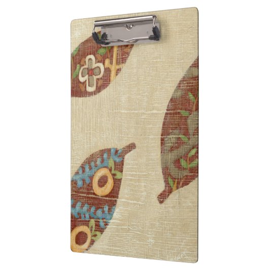 Drie bladeren op Linen Texture Background Klembord (Links)