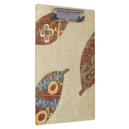 Drie bladeren op Linen Texture Background Klembord (Rechts)