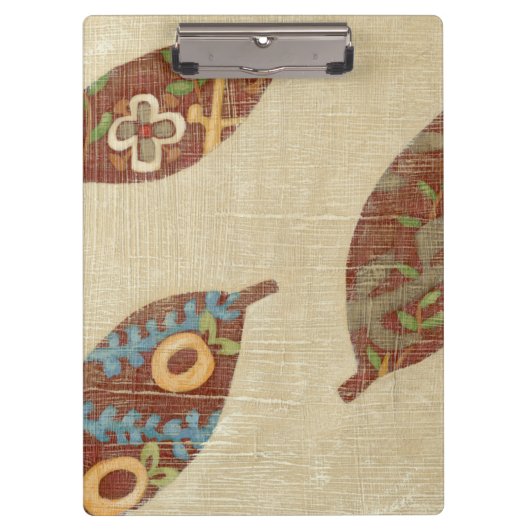 Drie bladeren op Linen Texture Background Klembord (Voorkant)