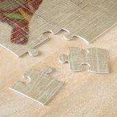 Drie bladeren op Linen Texture Background Legpuzzel (Zijkant)