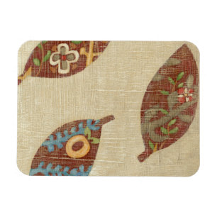 Drie bladeren op Linen Texture Background Magneet