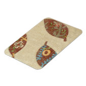 Drie bladeren op Linen Texture Background Magneet (Linkerzijde)