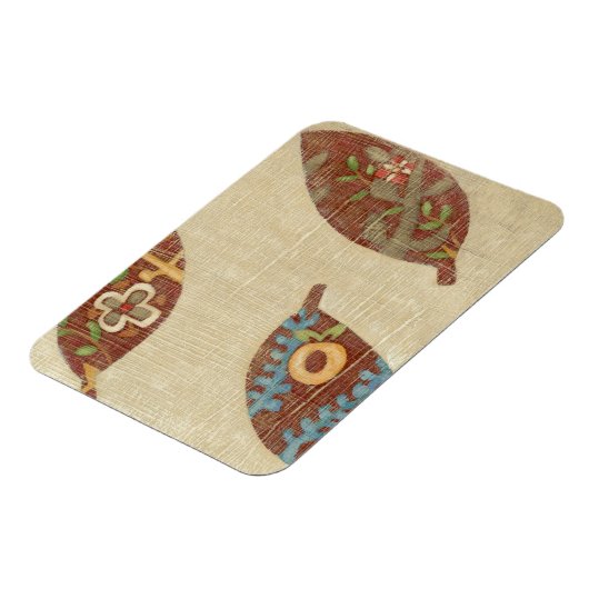 Drie bladeren op Linen Texture Background Magneet (Linkerzijde)