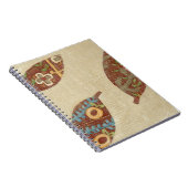 Drie bladeren op Linen Texture Background Notitieboek (Rechterzijde)