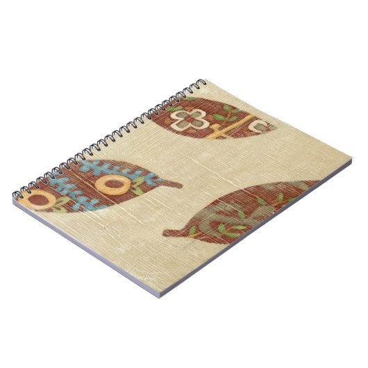 Drie bladeren op Linen Texture Background Notitieboek (Linkerzijde)