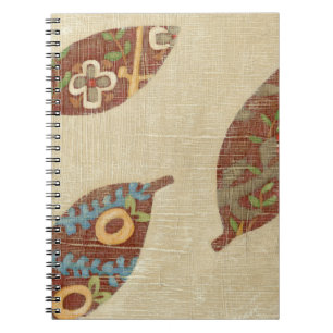 Drie bladeren op Linen Texture Background Notitieboek