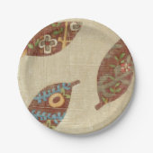 Drie bladeren op Linen Texture Background Papieren Bordje (Voorkant)