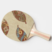 Drie bladeren op Linen Texture Background Tafeltennisbatje (Zijkant)