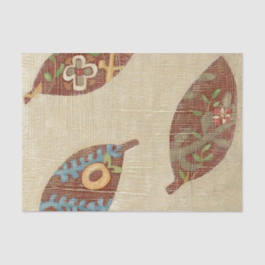 Drie bladeren op Linen Texture Background Tissuepapier (Voorkant)