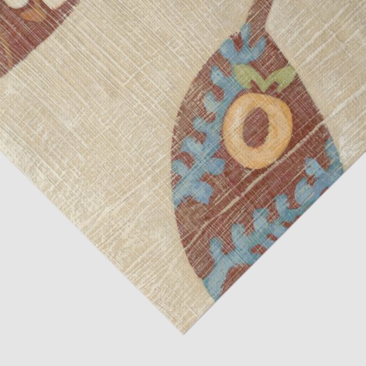 Drie bladeren op Linen Texture Background Tissuepapier (Detail)