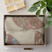 Drie bladeren op Linen Texture Background Tissuepapier (Geschenk)