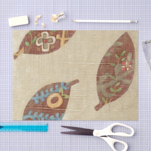 Drie bladeren op Linen Texture Background Tissuepapier (Craft)