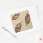 Drie bladeren op Linen Texture Background Vierkante Sticker (Envelop)