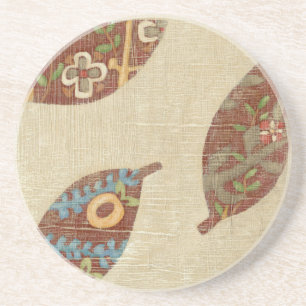 Drie bladeren op Linen Texture Background Zandsteen Onderzetter