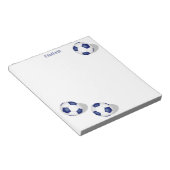 Drie blauw witte voetballen gepersonaliseerd notitieblok (Schuin)