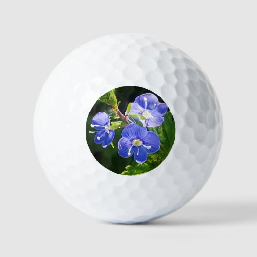 Drie blauwe bloemen golfballen (Voorkant)