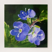 Drie blauwe bloemen legpuzzel (Horizontaal)