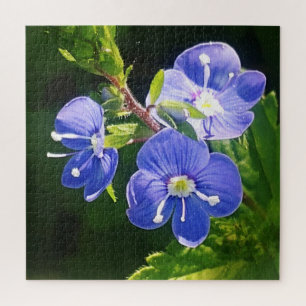 Drie blauwe bloemen legpuzzel