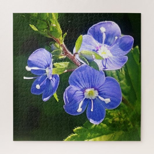 Drie blauwe bloemen legpuzzel (Verticaal)