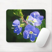 Drie blauwe bloemen muismat (Met muis)