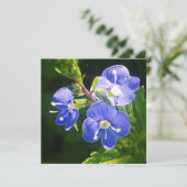Drie Blauwe Bloemen Plat Kaart (Staand voorkant)